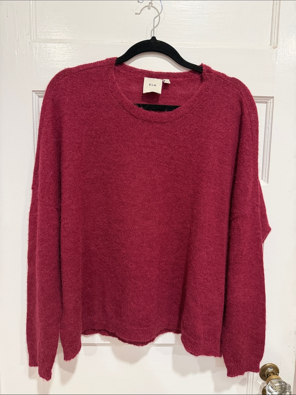 ELK Women's Crewneck Wool Blend Sweater in Berry